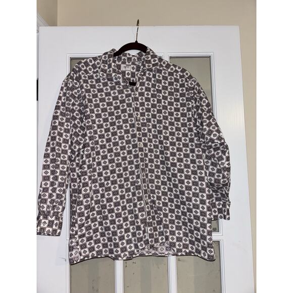 Esprit VINTAGE 80s patterned shirt men’s button down 3/4 sleeve geometric SM - Picture 1 of 4